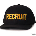 Recruit on Yellow Color Word on a Black Cap