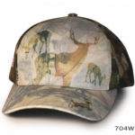 A Brown Cap With a Deer Pattern