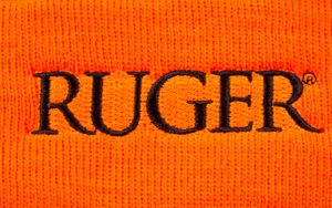 Ruger Wording in Black on Orange Background