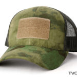 A tactical camo cap with mesh and velcro