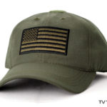 A dark olive green tactical sports camo cap