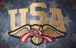 A USA Embroidered With Eagle in Gold