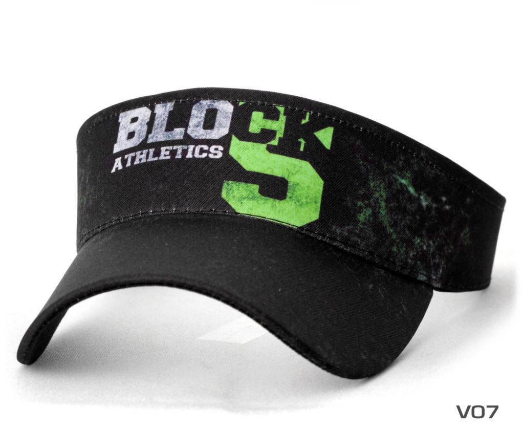 A black block athletics cap with neon logo