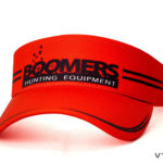 A bright red boomers hunting equipment cap