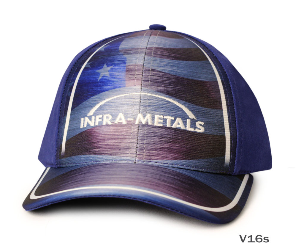 A blue infra metal dye sub caps with flag