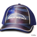 A blue infra metal dye sub caps with flag