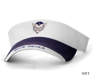 A white and navy blue cap for blue devils