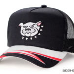 A Black Color Cap With a Bull Dog Design