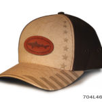 Tan and Black Color Paneled Cap With Fish Patch