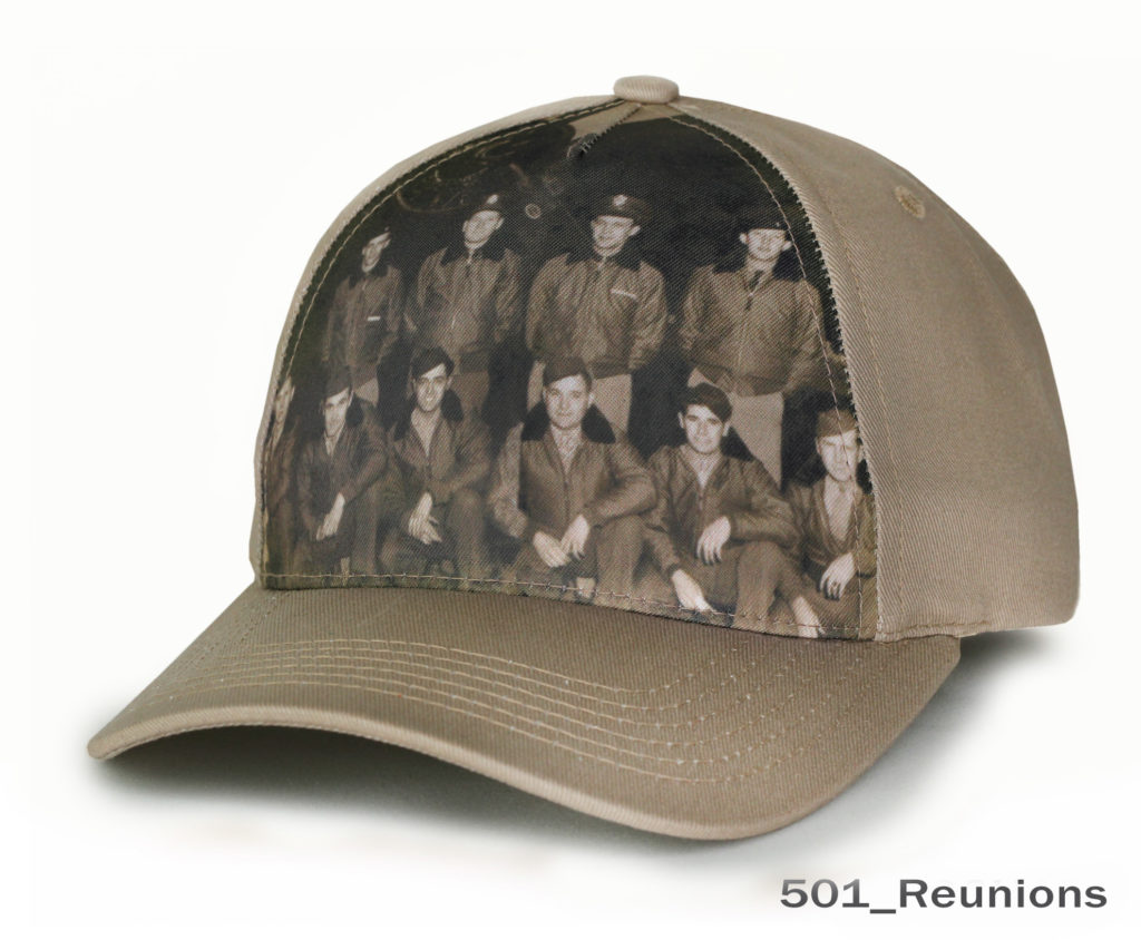 A Group of People Photo Printed on a Brown Cap