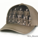 A Group of People Photo Printed on a Brown Cap