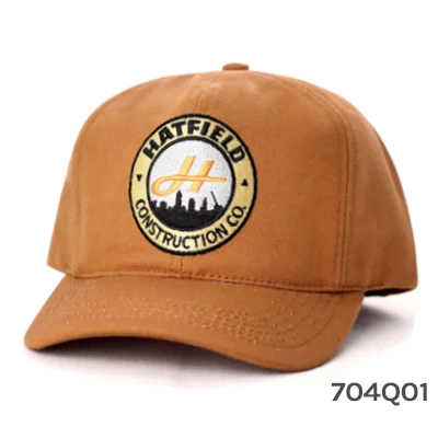 Brown baseball cap with Hatfield Construction Co. logo.