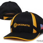 Black baseball cap with Okonite logo and US flag.