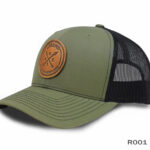 Green and black trucker hat with patch.